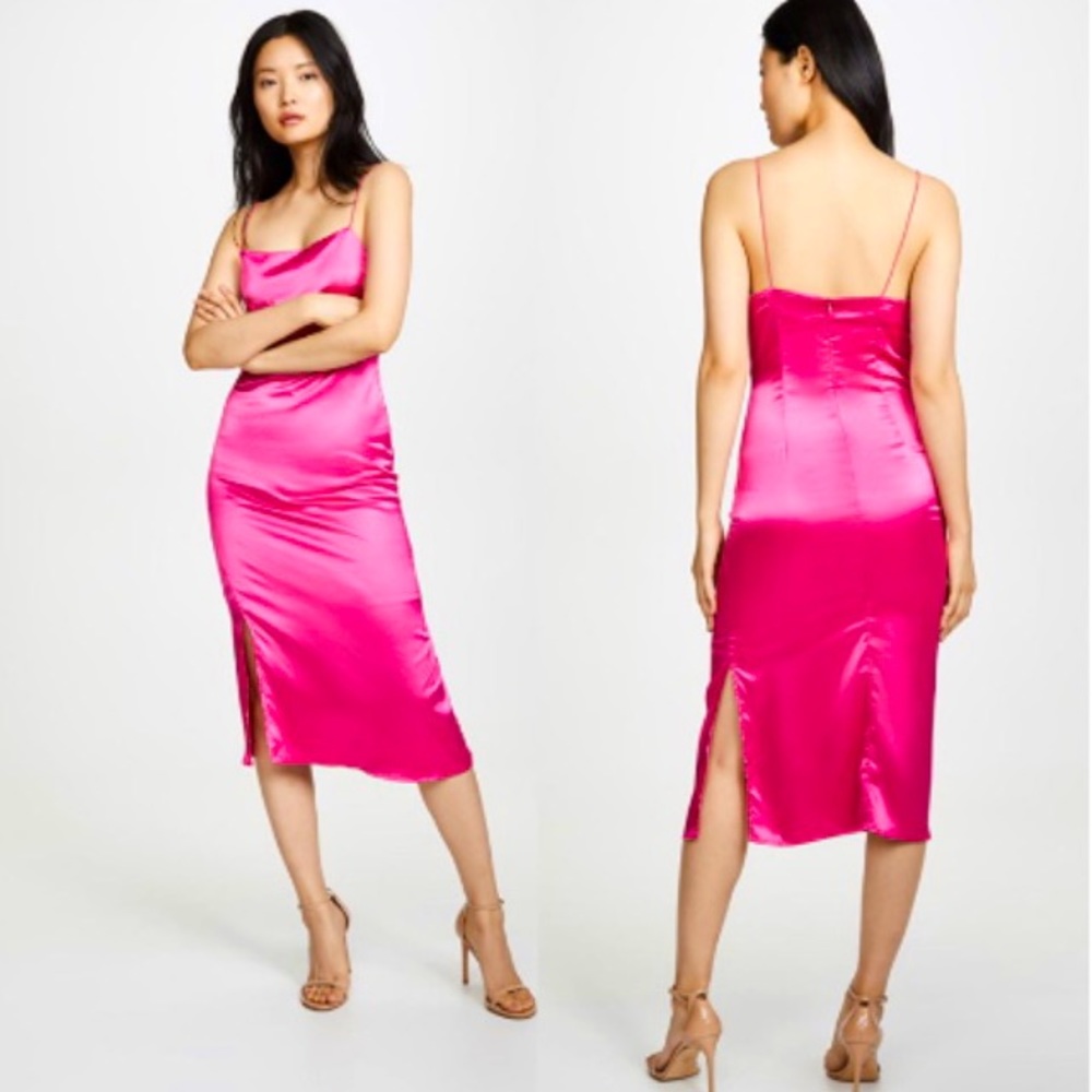 Charlie Holiday Hot Pink Midi Slip Dress Size 6